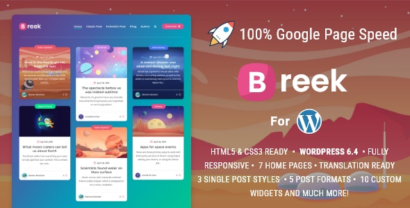 Breek Minimal Lightweight Masonry AMP Theme for WordPress