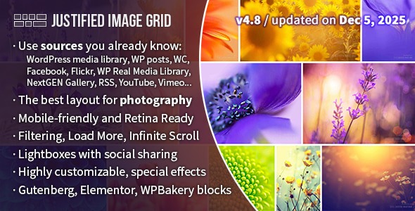 Justified Image Grid Premium WordPress Gallery