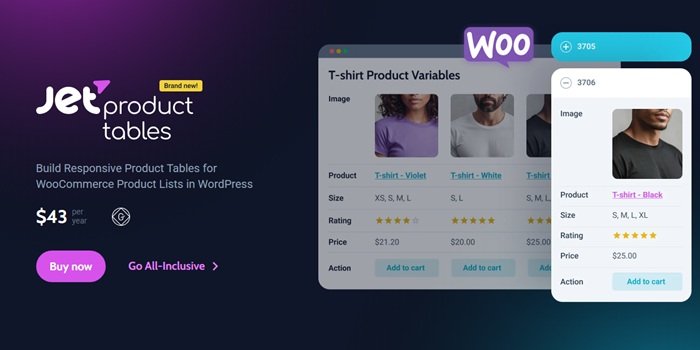 JetProductTables Custom Product Tables Plugin for WordPress