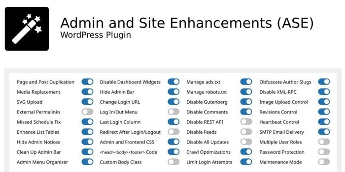 Admin and Site Enhancements (ASE) Pro wordpress plugin