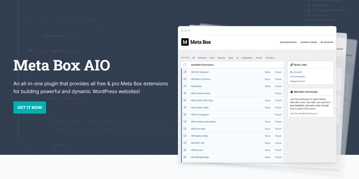 Meta Box AIO all-in-one plugin for building dynamic WordPress websites!